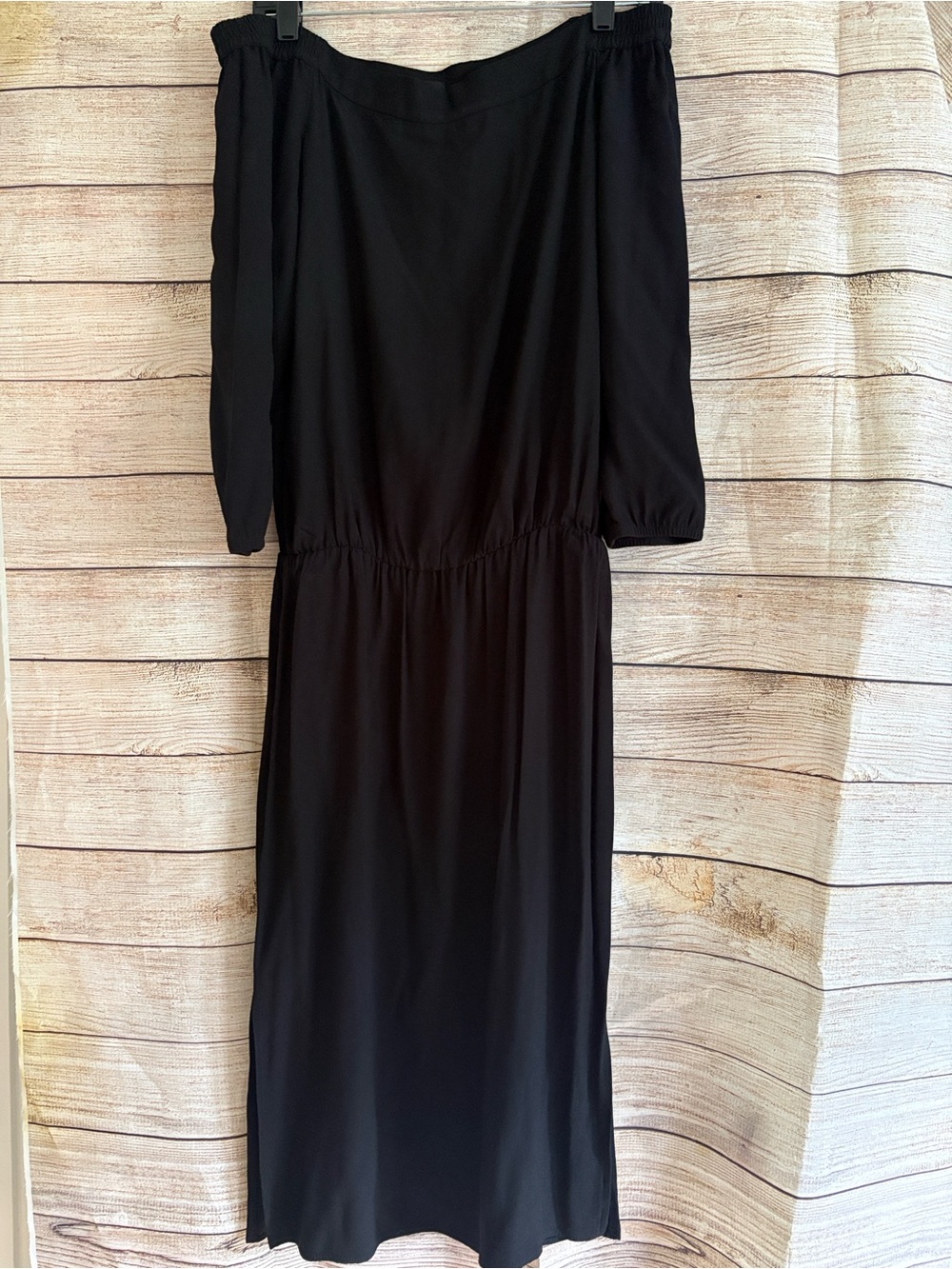 Ann Taylor Elegant Black Off-Shoulder Maxi Dress